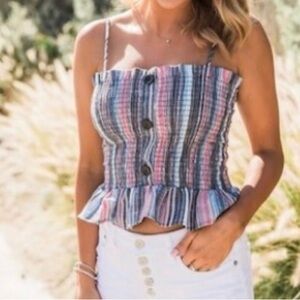 NWOT Pink Lilly Smocked Crop Top